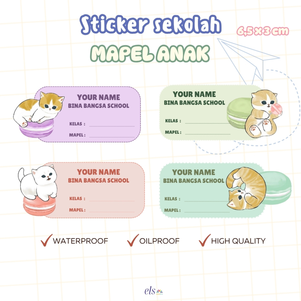 

Sticker Pack Label Stiker Sekolah Nama Anak Custom Mapel Mata Pelajaran Waterproof Anti Luntur Tinta Awet Cocok Untuk Tempel di Buku Pelajaran Fast PO