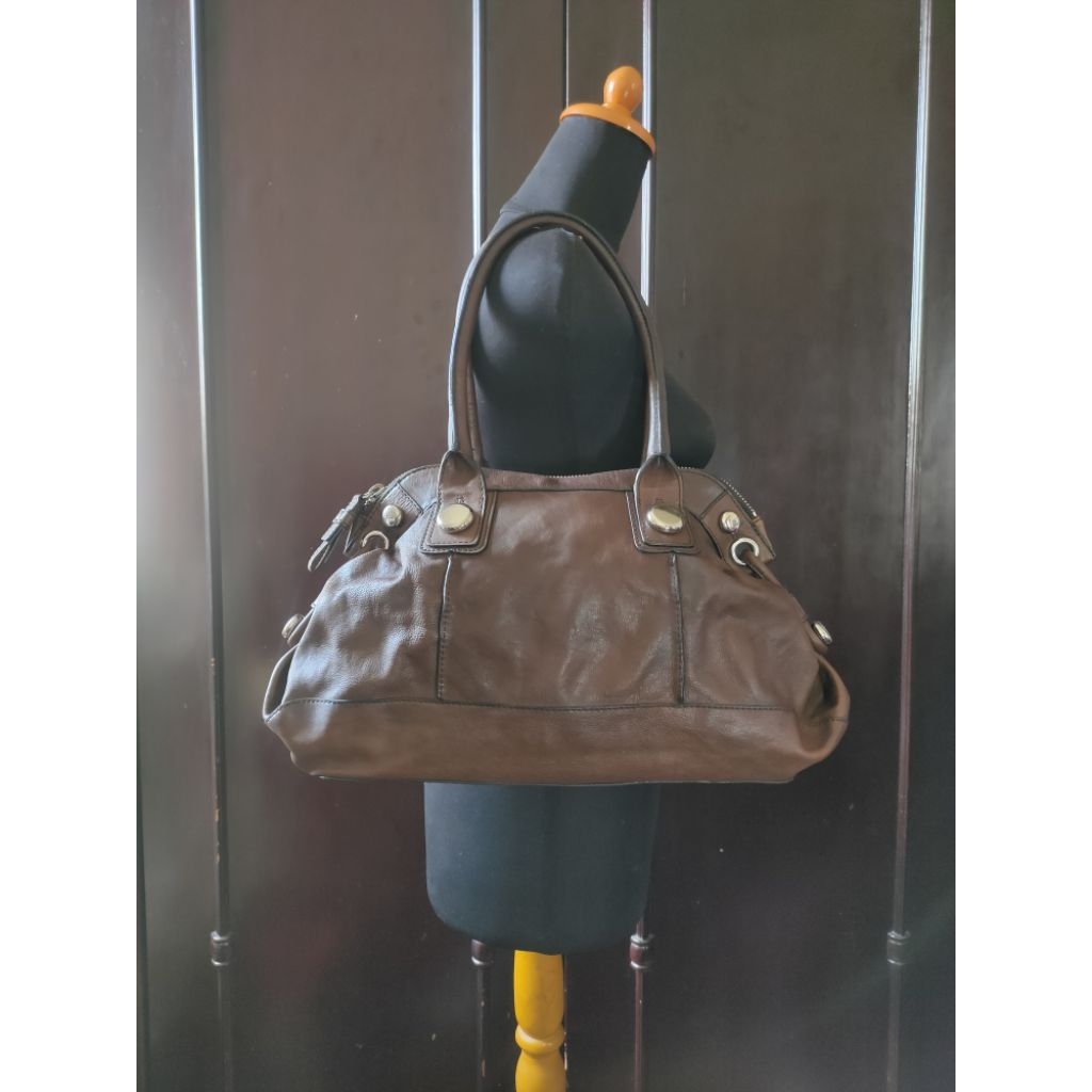 Shoulder Bag / Tas Bahu Kulit Asli Banana Republic Dark Brown Genuine Leather Preloved/second
