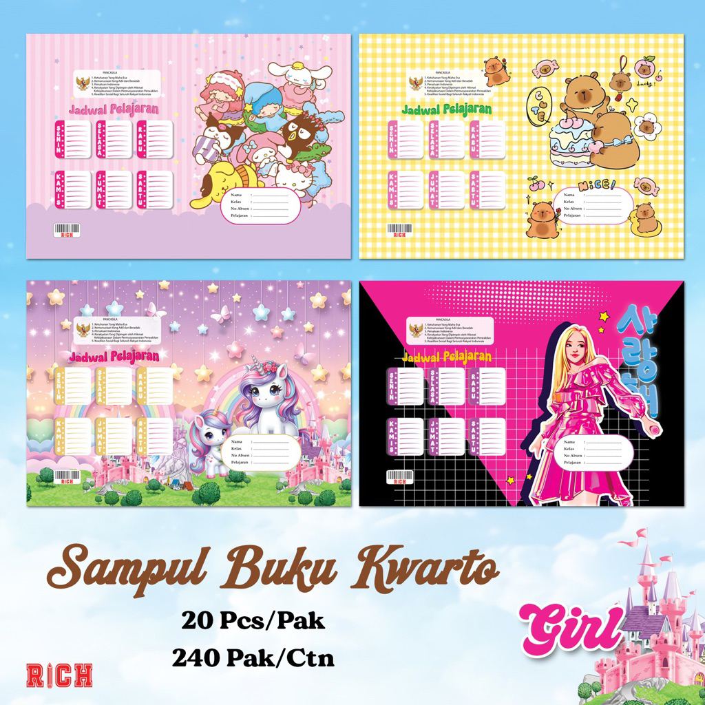 

Sampul Buku CEWEK 20lbr Sampul GIRL art paper KWARTO cowok anak laki