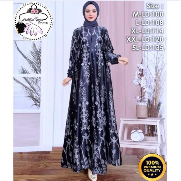 HOT DEALS Gamis Silk Maxmara Premium Murnie Fashion Wanita Cantik Motif Garis Vertikal Busui