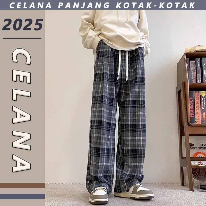 celana tartan celana panjang tartan celana kotak kotak pria panjang celana panjang kotak-kotak celan