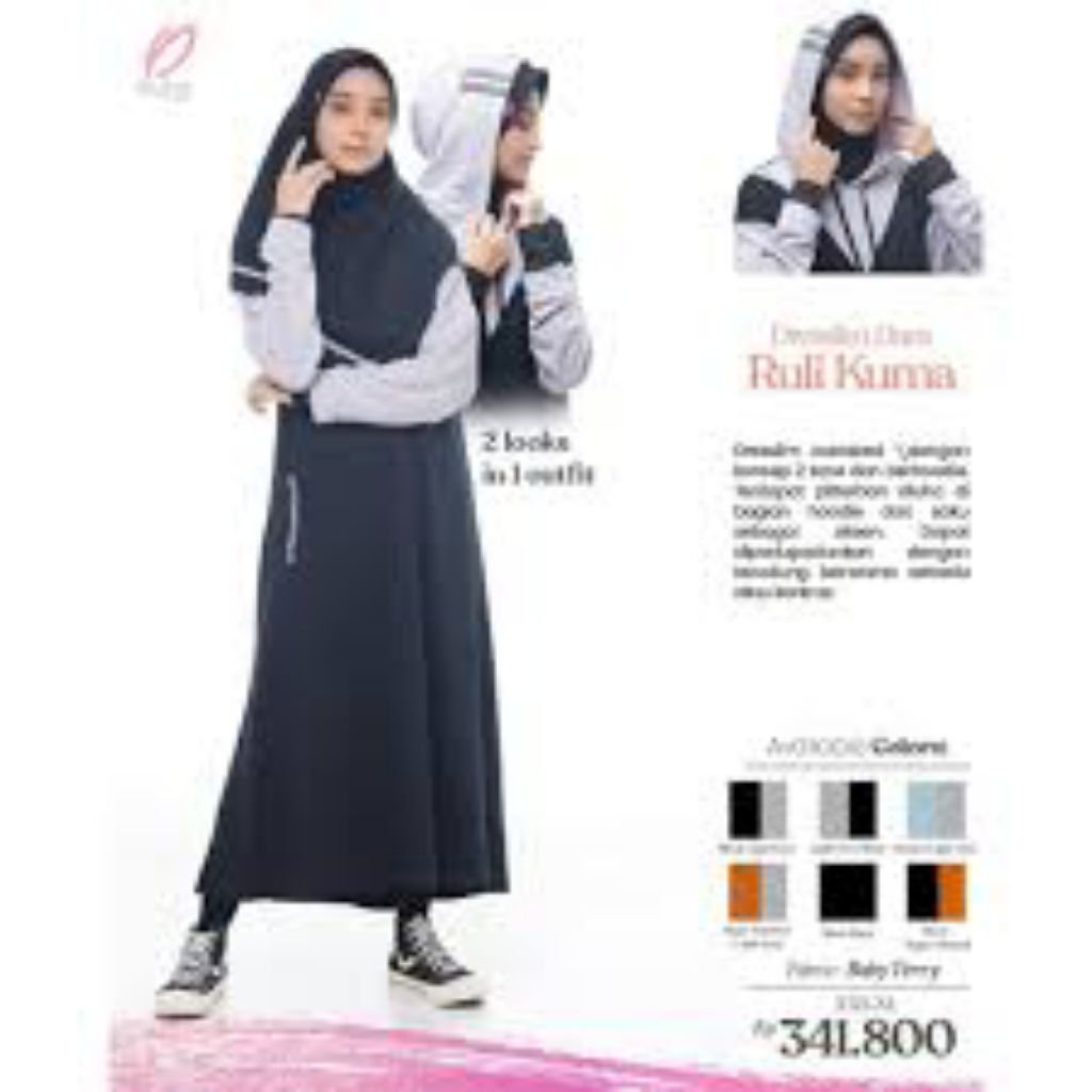 sporty dara Ruli kuma rabbani/baju gamis sporty dluha/preloved
