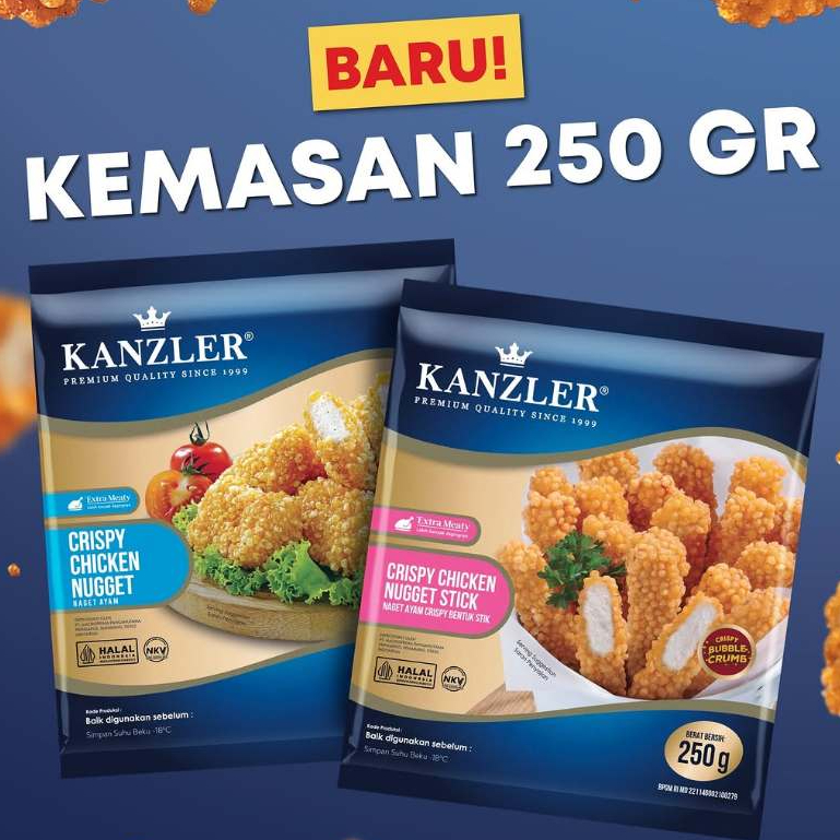 

KANZLER KANZLER Crispy Chicken Nugget - Naget Ayam Kanzler Stik Bubble Crumbs 250gr - Kheiza
