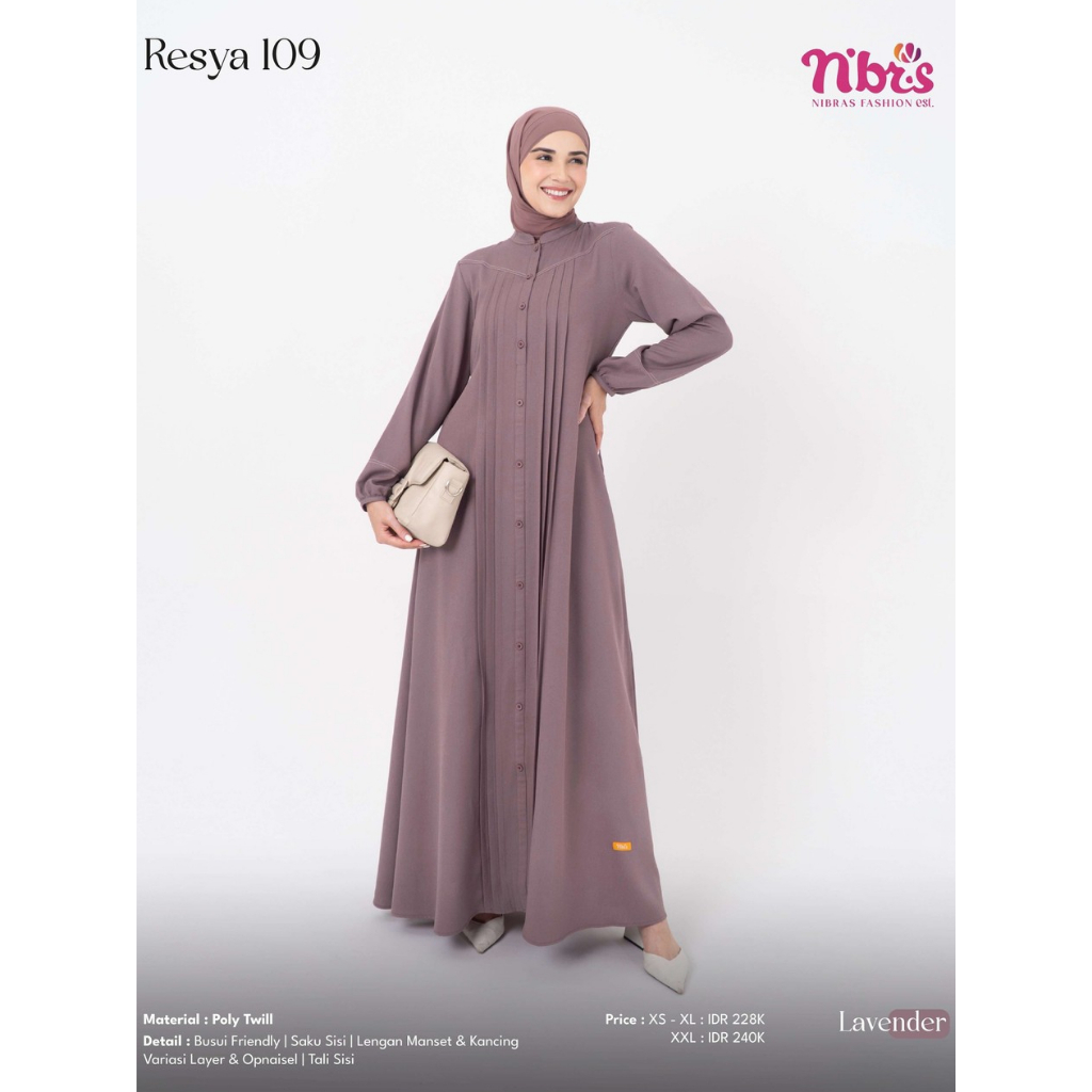 GAMIS NIBRAS TERBARU RESYA 109 LAVENDER POLLY TWILL