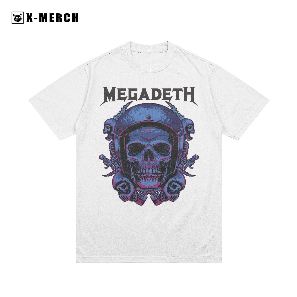 Kaos Band Heavy Metal Pria - Megadeth - Warna Putih
