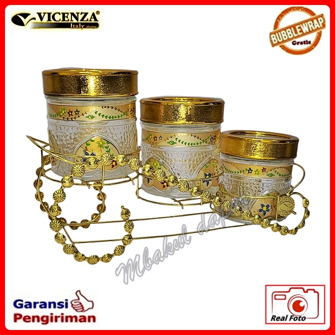 Toples kue Toples kaca Lebaran Set 5 toples Bisa Putar Vicenza GS 7 dan Gb 5 MEWAH