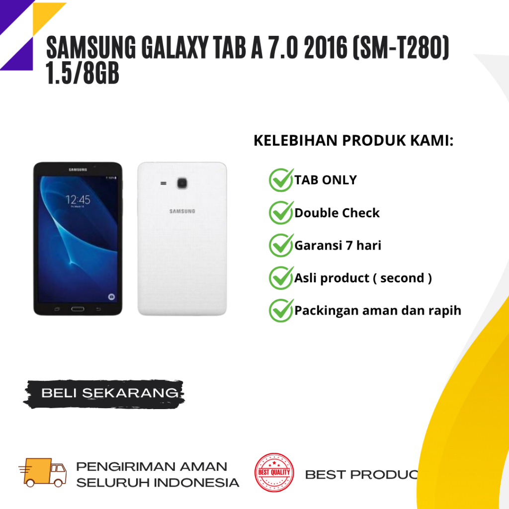 Samsung Galaxy Tab A 7.0 2016 (SM-T280) 1.5/8GB Wifi Only Second ORIGINAL