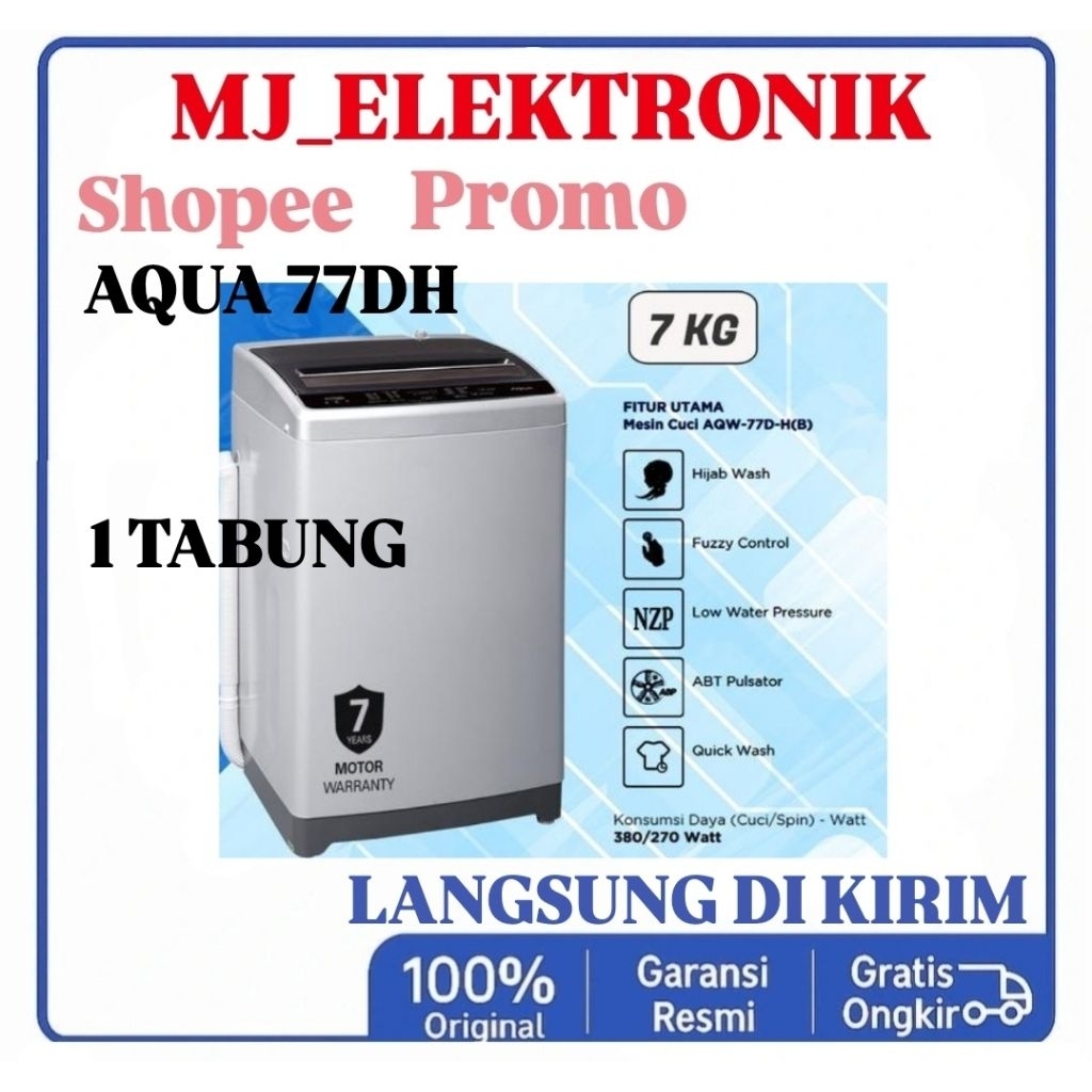 Mesin Cuci Aqua 1 Tabung 7 kg 77DH