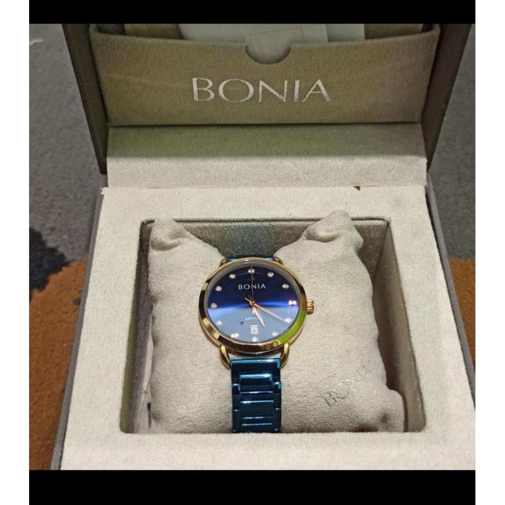 jam tangan wanita original Bonia titanium warna biru