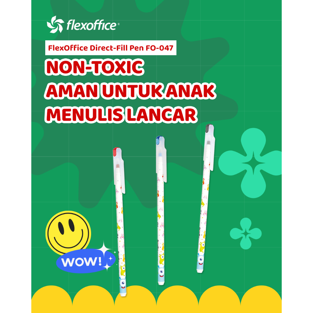 

FLEXOFFICE DIRECT-FILL PEN FO-047 0.6mm pen murid sekolah belajar enak banyak tinta toko