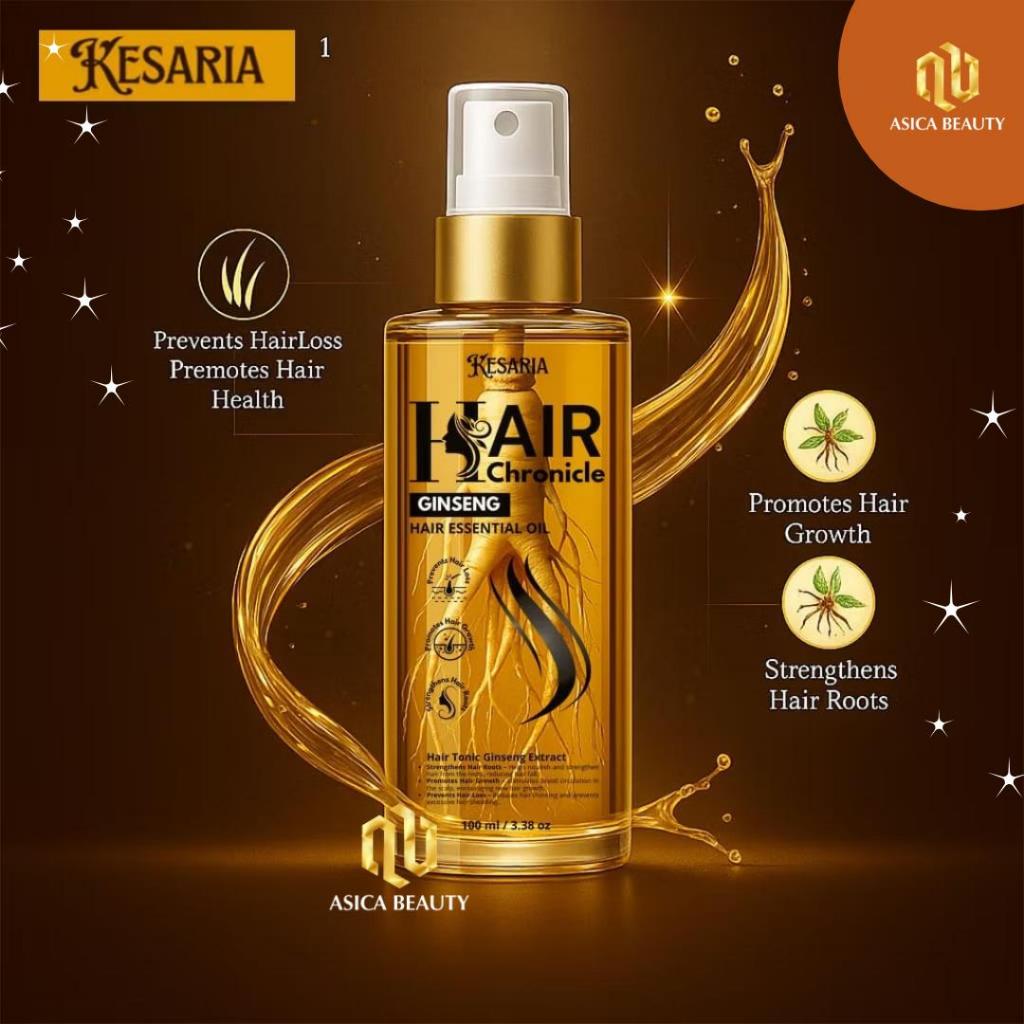 KESARIA Hair Chronical Ginseng Hair Essence Oil Hair Tonic| Perawatan Rambut Rontok dan Pertumbuhan 