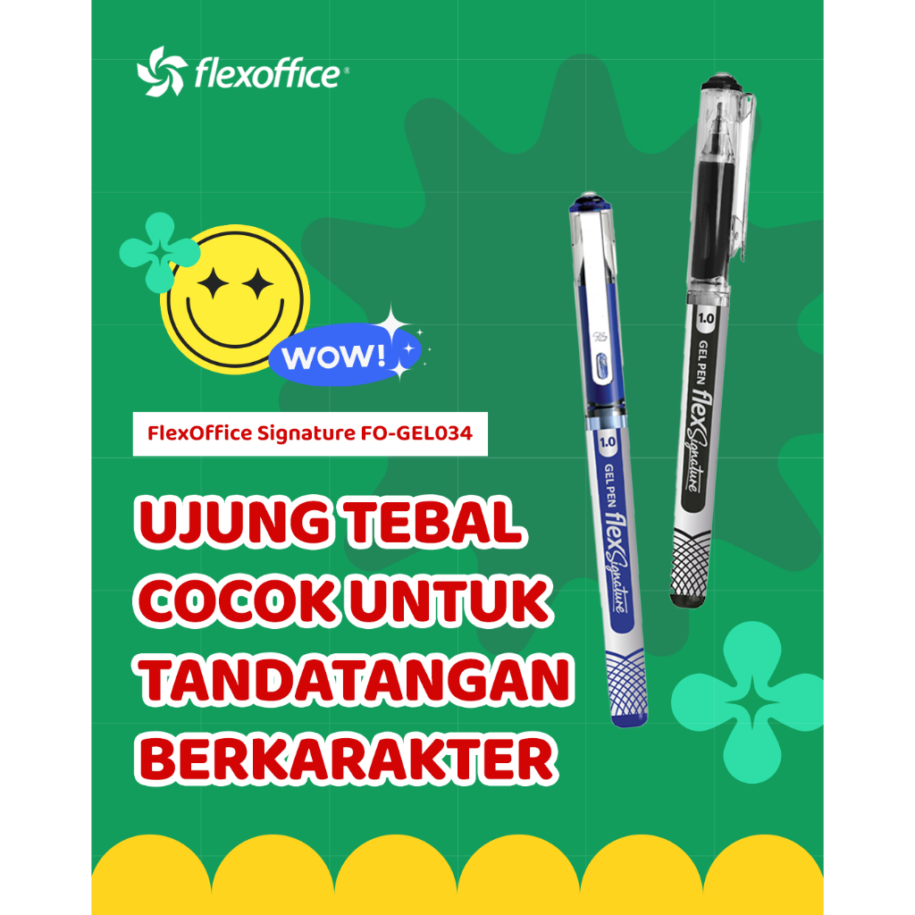 

FlexOffice Signature Gel Pen FO-GEL034 1.0mm Hitam pen keren tebal untuk tandatangan karakter