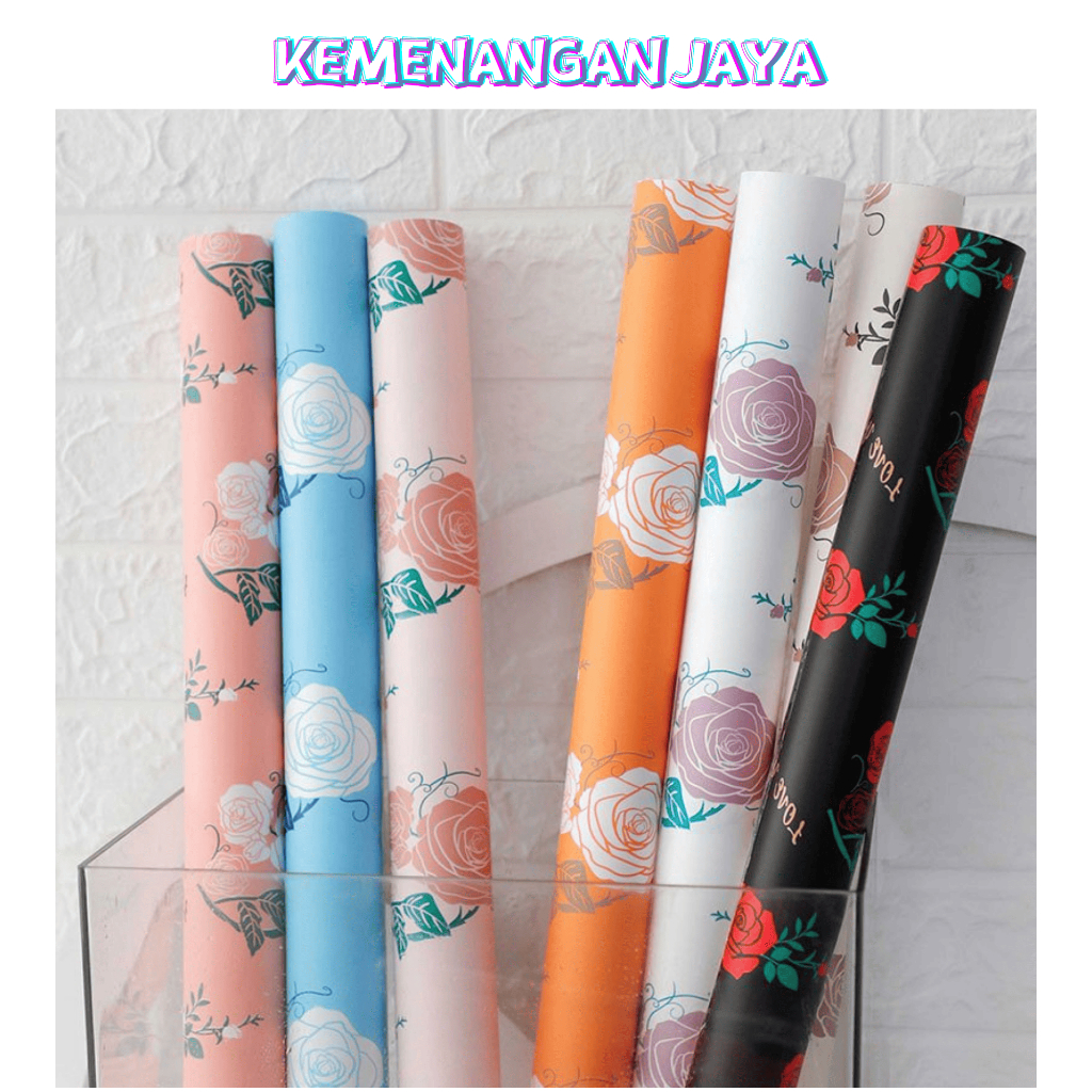 

Isi 20 LEMBAR Kertas Buket Bunga Motif Rose Mawar Flower Wrapping Pattern Rose Cellophane KB070