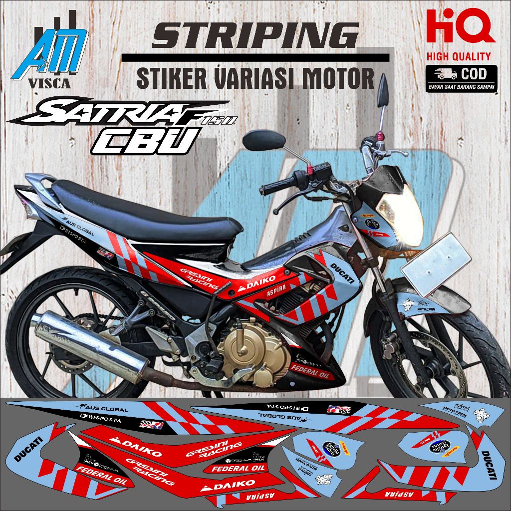 Striping Satria Fu Cbu 2004 Stiker Variasi Motor Suzuki Satria Fu 150 Cbu Desain Gresini