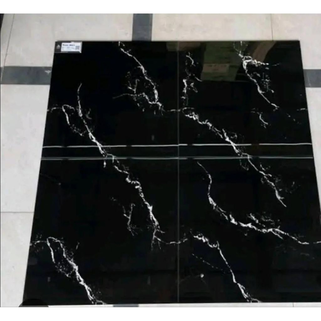 granit lantai 60x60 arna Arcelio black glosy glazed polish
