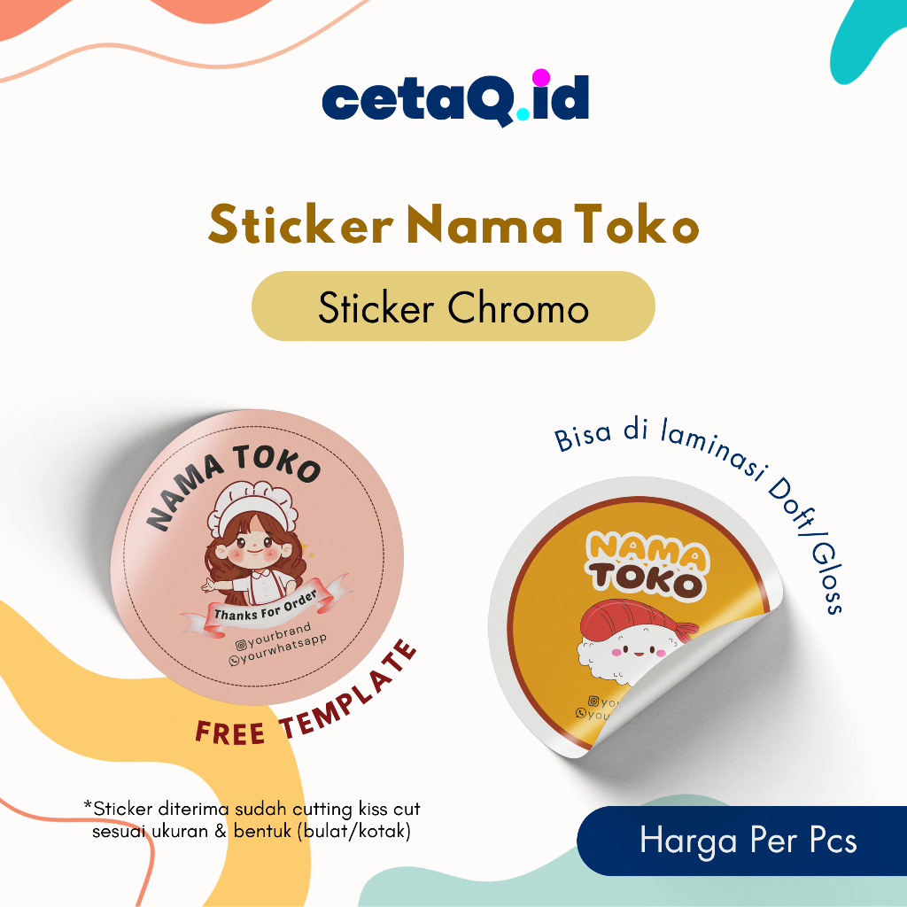 

Cetaq.id Sticker Toko Custom Chromo BULAT, Stiker Label Makanan, Logo Chrome Thank You Costum