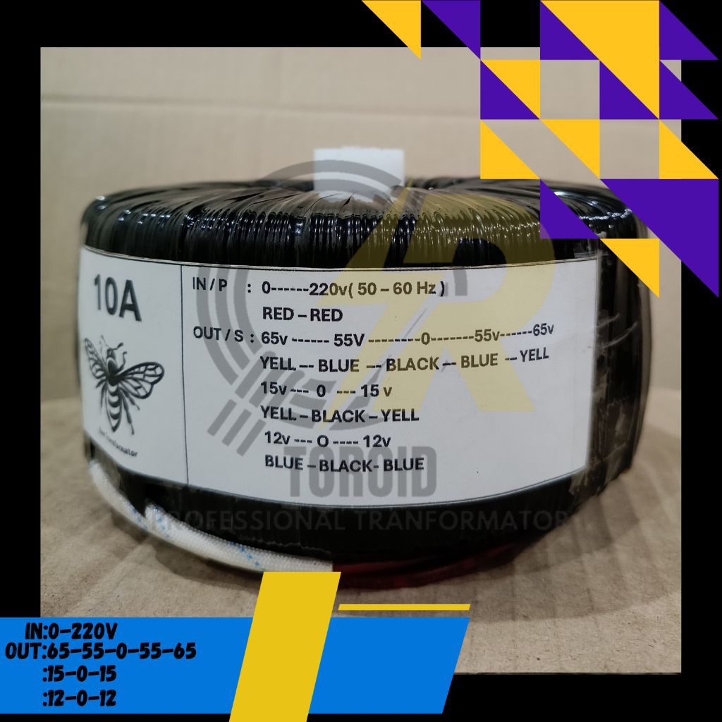 TRAFO TOROID 10A CT 65v - 55v