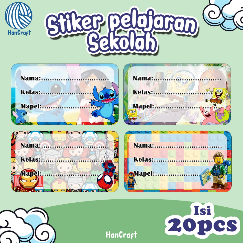 

20 Stiker Mapel - Label Buku Pelajaran Sekolah - Stiker mata pelajaran