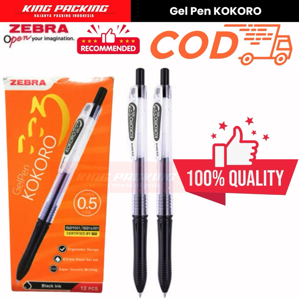 

ZEBRA Kokoro Gel Pen 0.5mm Hitam Biru 12pcs
