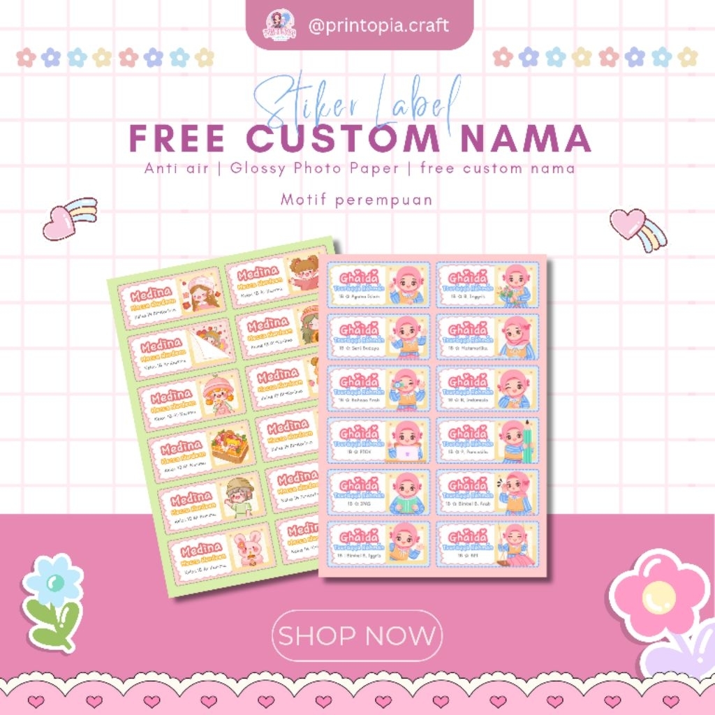 

STIKER LABEL NAMA ANAK CUSTOM| REQUEST DESIGN BY CHAT | ANTI AIR