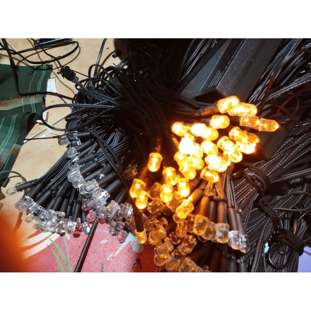 lampu dekorasi seribu bintang 20meter full kuning (bohlam 10mm)