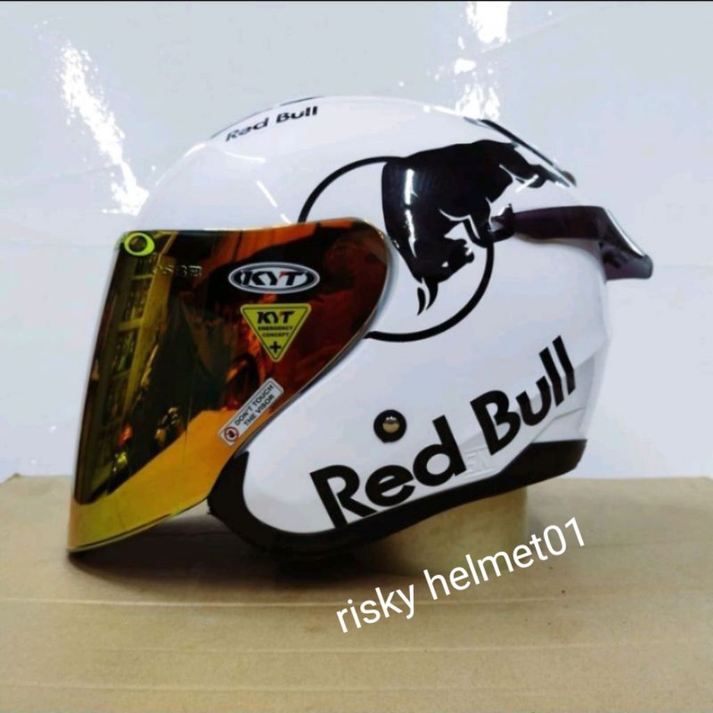 Helm Half face KYT Kyoto Paket Ganteng Red Bull Original