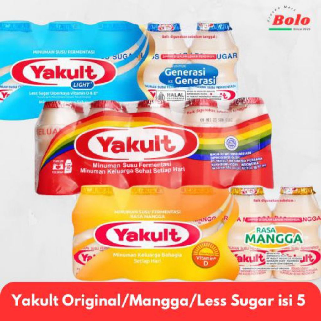 

Yakult 1 Pack isi 5 (Tersedia Berbagai Rasa: Original/Mangga/Less Sugar) - Minuman Prebiotik & Kesehatan