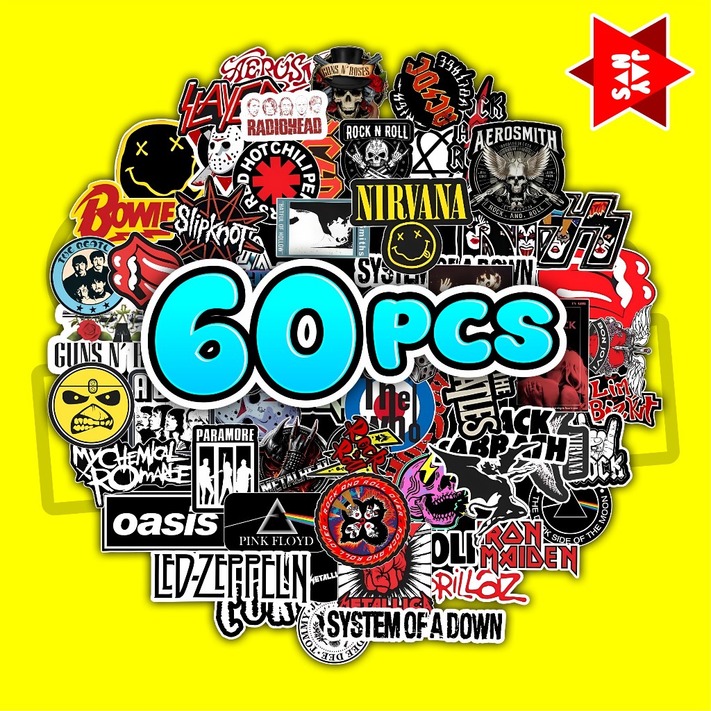 

Stiker Pack band rock Waterproof untuk Laptop, Motor soft case dll