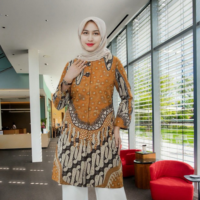 Tunik Batik Lapis Furing Tunik batik jumbo tunik batik wanita baju wanita pakaian wanita baju kantor