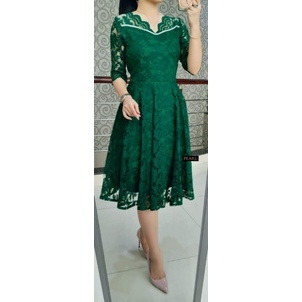 IF Dres Semi Brukat/Baju Pesta Wanita Kekinian/Tunik Renda ViraL/DRESS KEBAYA PESTA