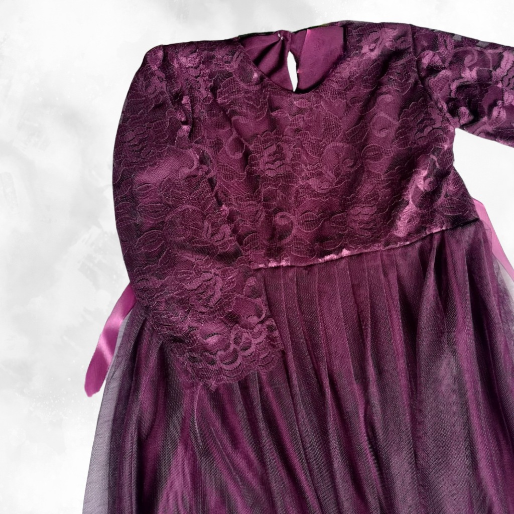 Gamis brukat tutu burgundy gamis muslim anak perempuan pakaian syari anak