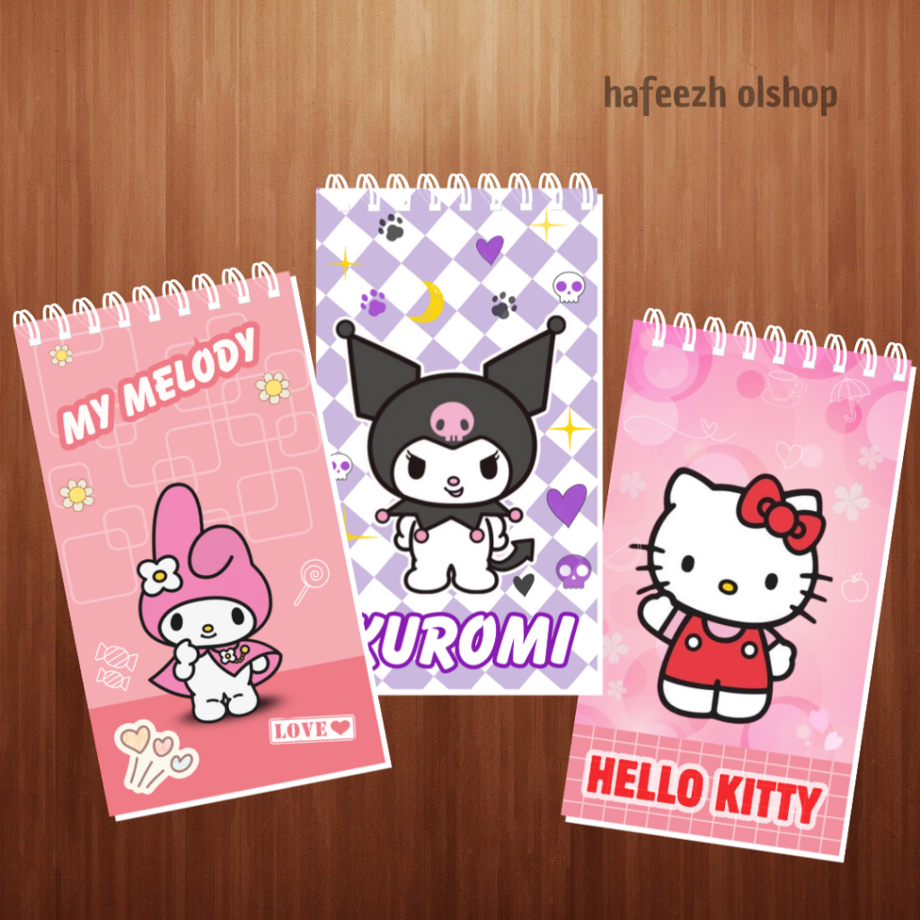 

Buku Catatan Notebook Notes Notepad Spiral Kuromi Hello Kitty My Melody Bisa Custom
