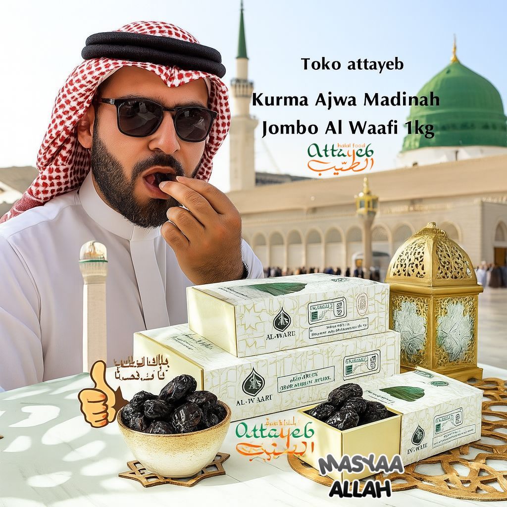 

Kurma Ajwa Madinah Jombo Al Waafi 1kg Fresh Kurma Organic Kulitas Permium Great A Lebih Empuk Kurma Nabi (EXP 2026 Kurma Madinah Fresh 7 butir makan kurma atasi daya tahan tubuh Castle Farm