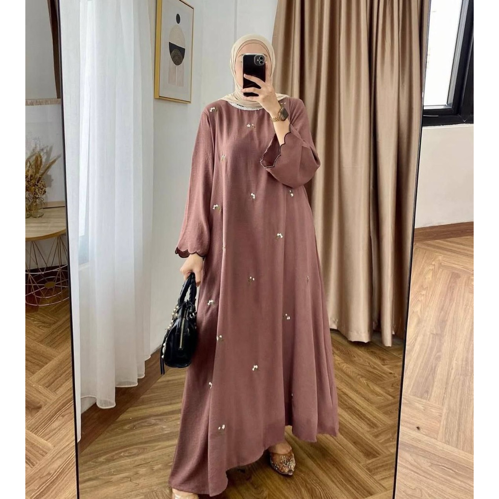 Abaya zica terbaru-Abaya polos motif bordir terlaris-gamis abaya murah-dress abaya