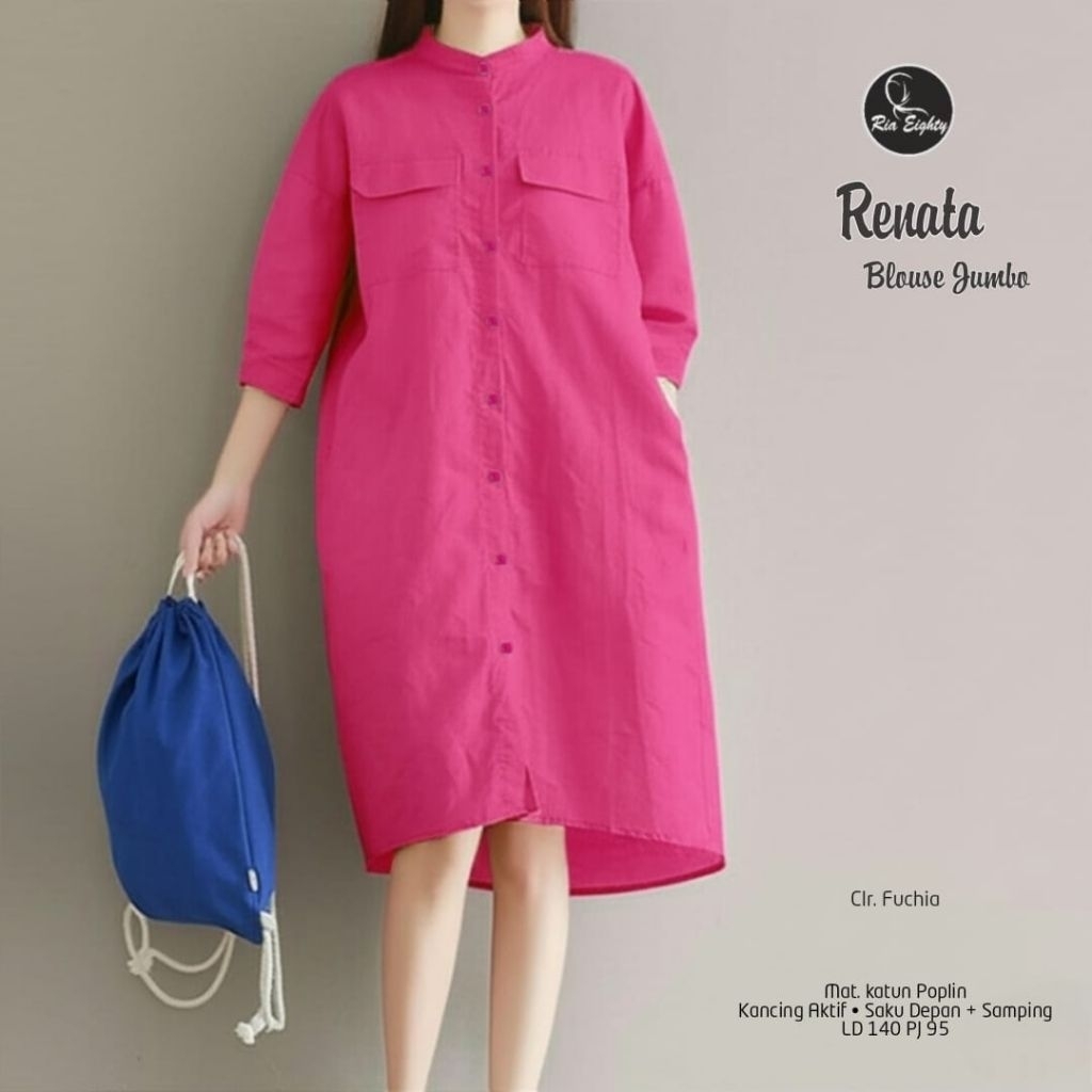 RENATA BAJU WANITA TUNIK JUMBO POLOS BY VIENKA