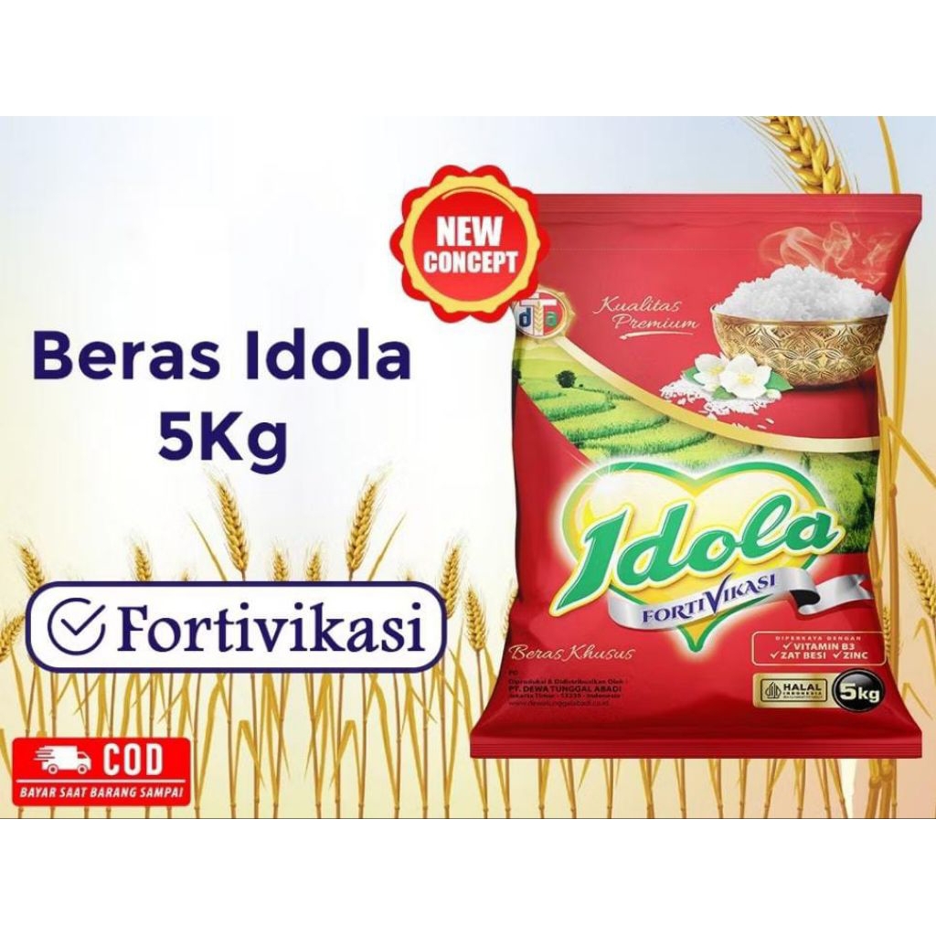 

Beras Idola 5kg fortivikasi ✓B3✓zat besi✓ zinc