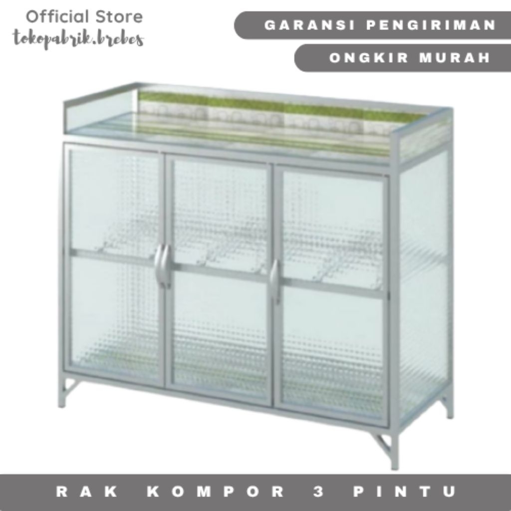 Rak kompor 3 pintu minimalis lemari penyimpanan serbaguna rak dapur rak sayur keramik rak kompor ter