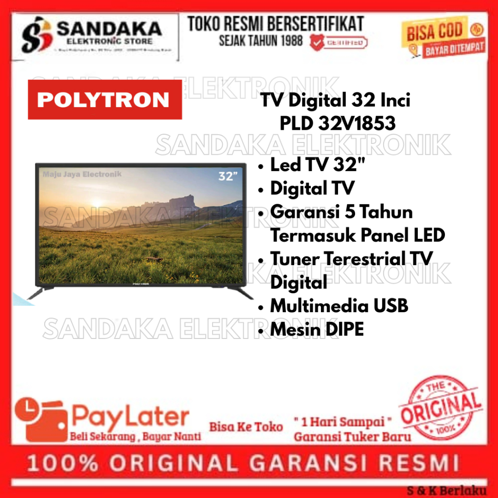 POLYTRON LED TV DIGITAL PDL-32V1853 USB MOVIE32 INCH