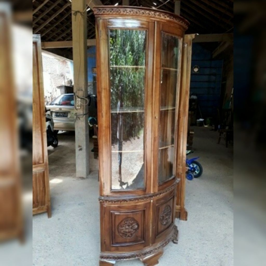 Lemari Sudut Kayu Jati / Lemari Hias Estetik Kayu Jati Jepara / Lemari Hias aesthetic