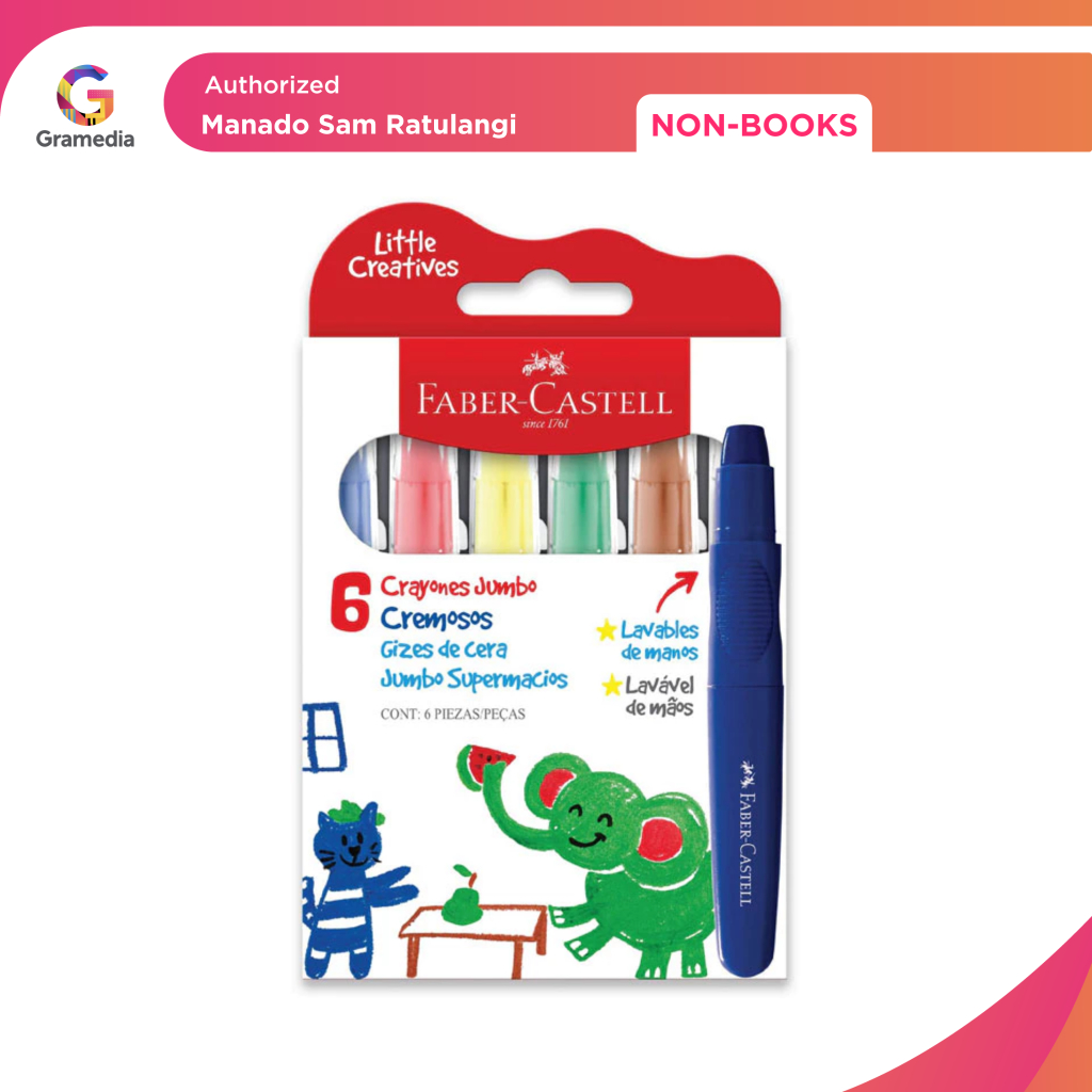 

Gramedia Manado-Faber-Castell Jumbo Creamy Crayons set-6 Krayon