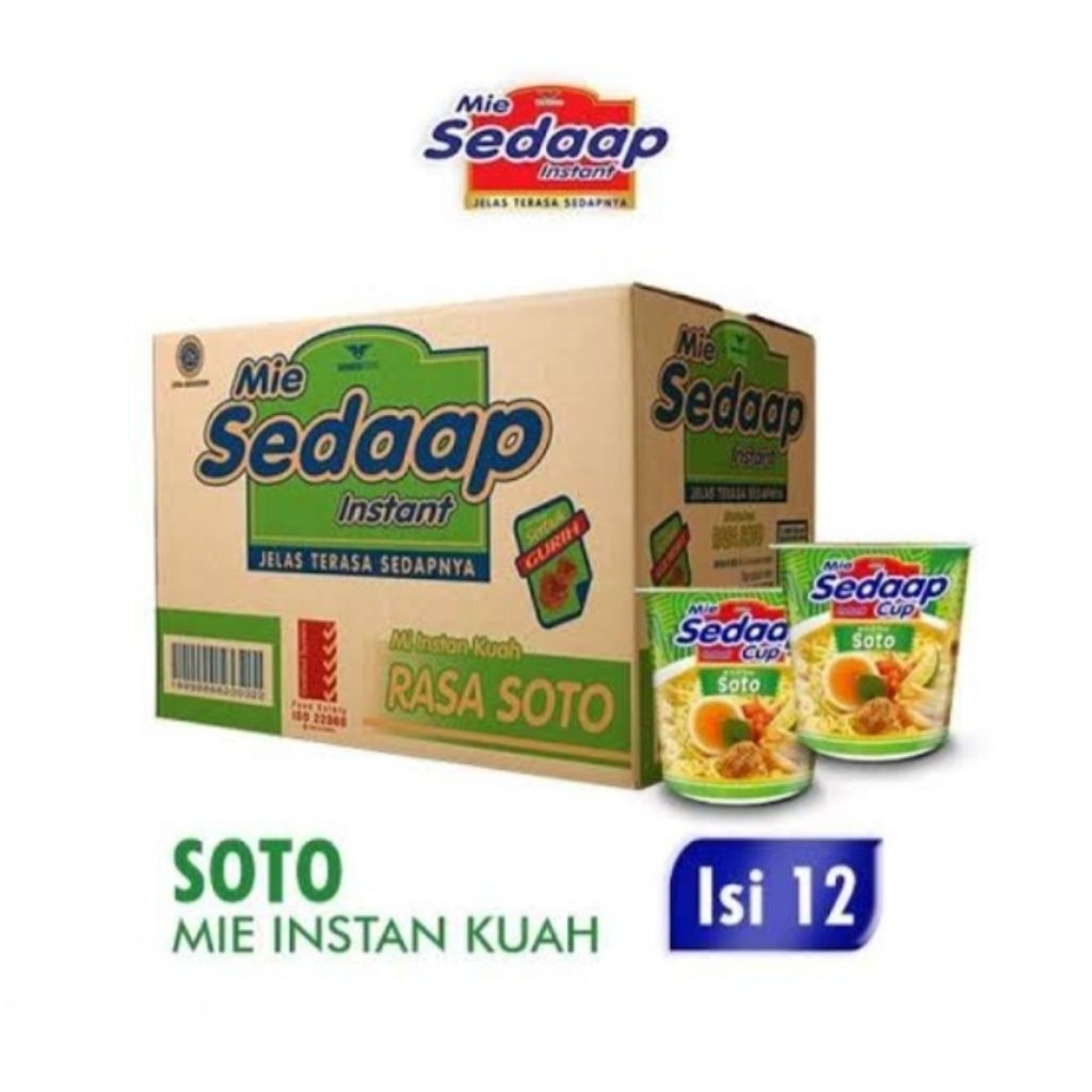 

Sedaap Cup kuah rasa Soto. 1 Dus isi 12 pcs