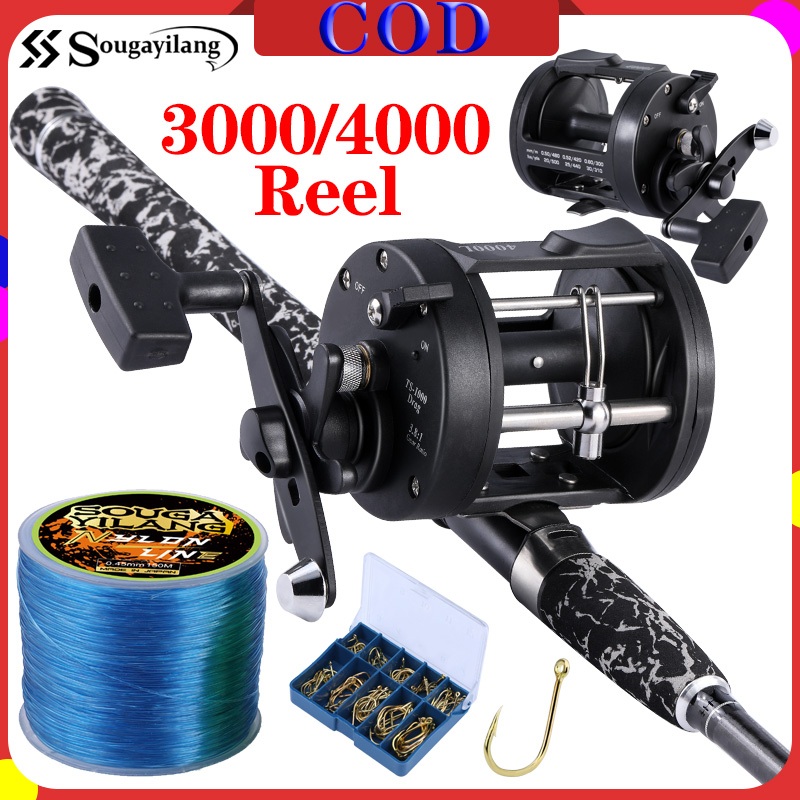Sougayilang Pancing Reel Tangan Kanan / Kiri 3.8: 1 Trolling Fishing Reel Drum Pancing Reel untuk Se