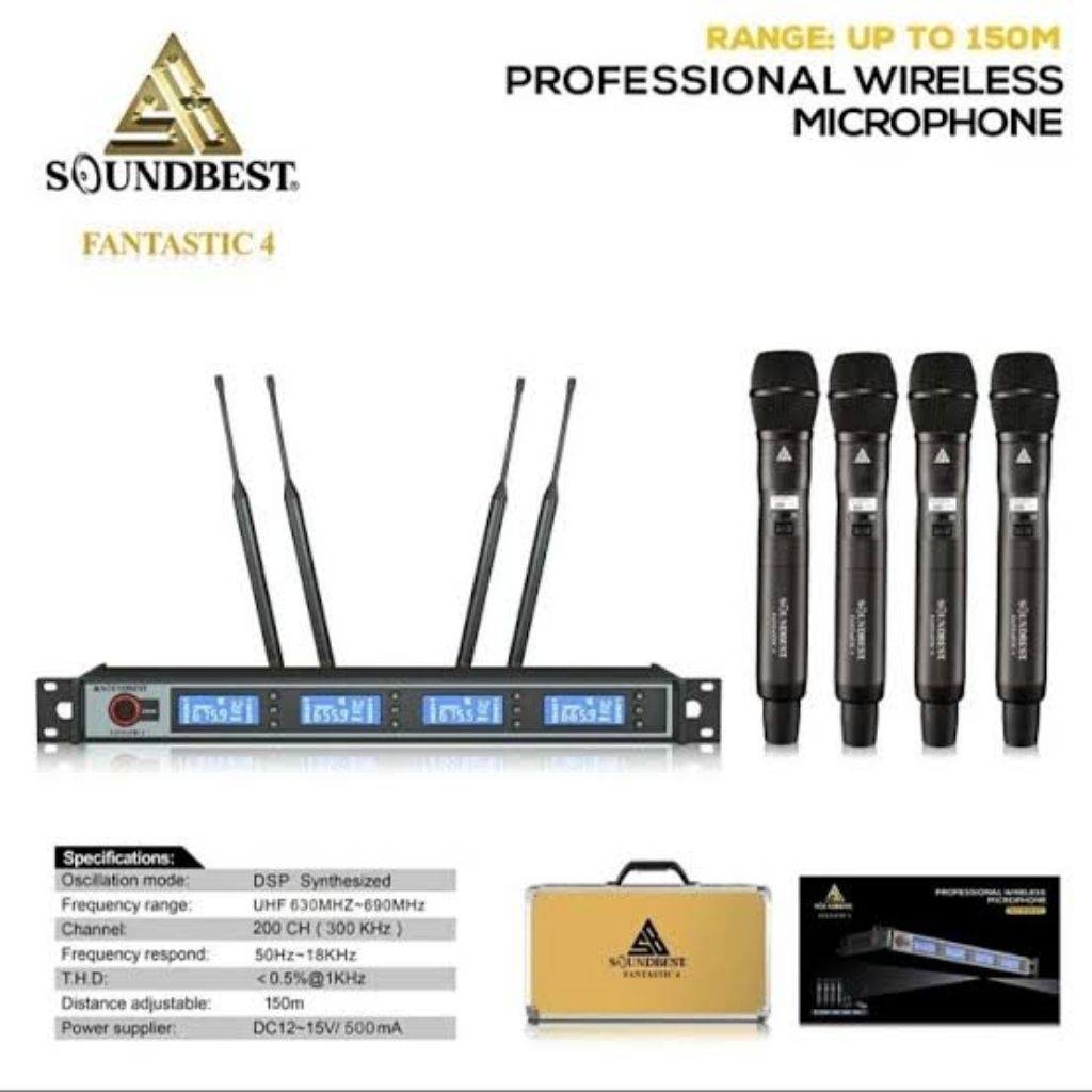 mic wireless Soundbest Fantastic 4 wireless microphone isi 4 mic handheld