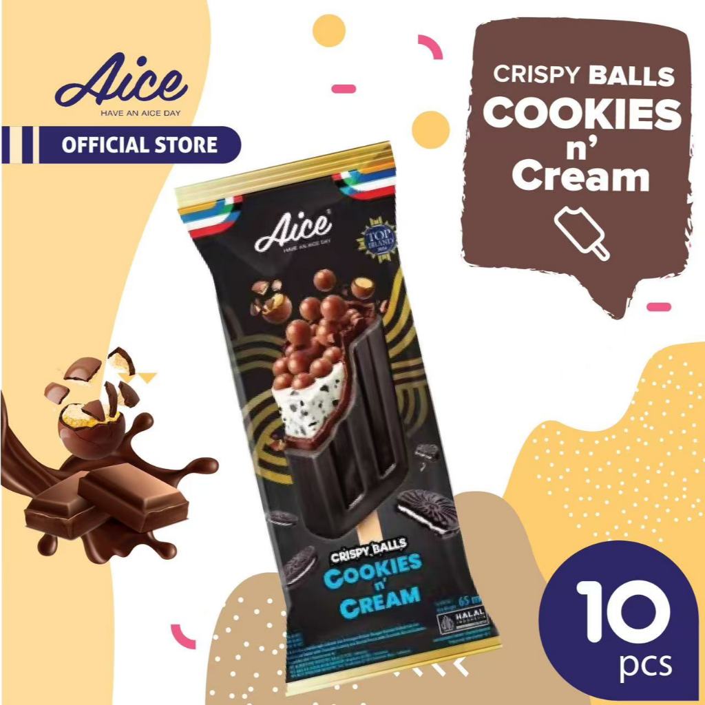 

AICE Ice Cream Crispy Cookies Balls Es Krim isi 10pcs eskrim