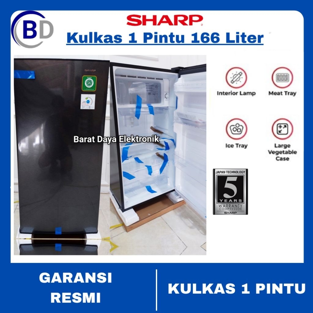 Sharp Kulkas 1 Pintu SJ-N182 Sharp Shine Low Watt