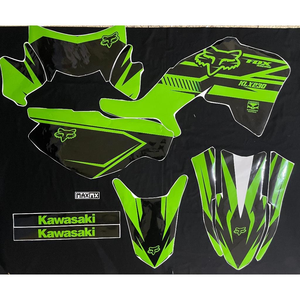 decal klx 230 striping variasi sticker full body dekal motif hitam hijau stabilo  simple D-A7-003