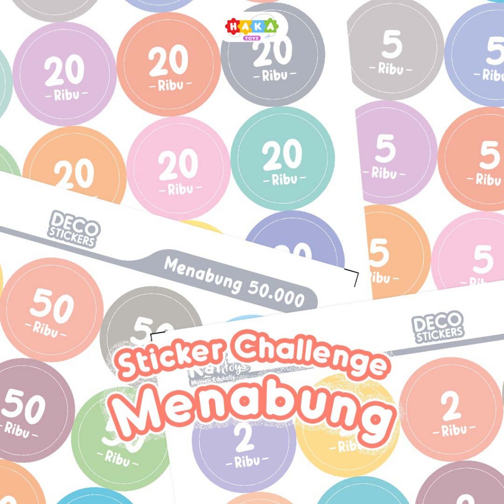 Stiker Menabung Challenge Stiker  2 ribu 10 ribu Sticker Nabung Tabungan Target Saving Challenge 2k 