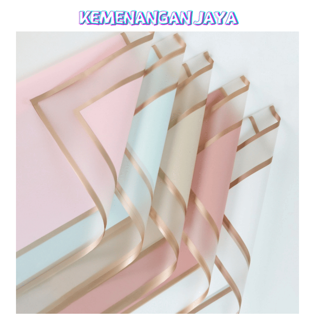 

Flower Wrapping Paper Transparent Gold Frame Double List Waterproof Cellophane KB085