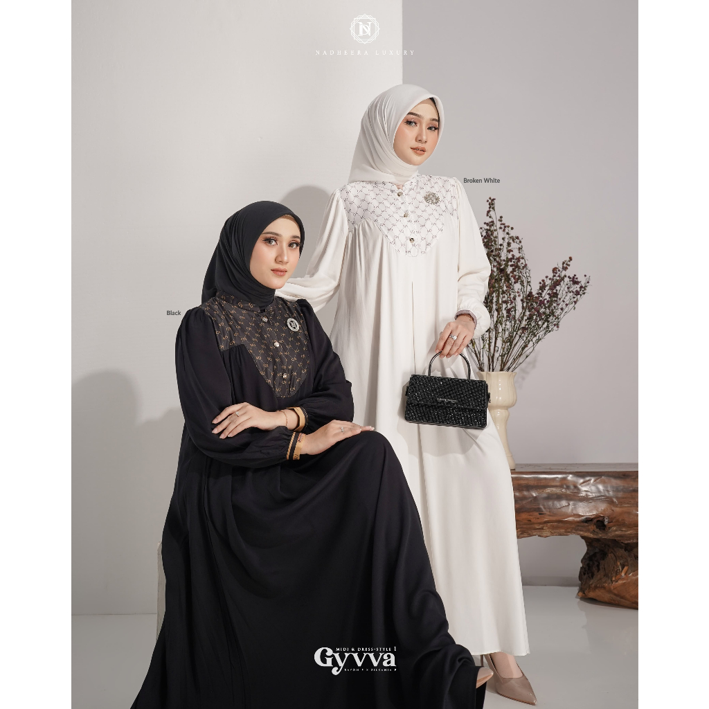 READY GAMIS SERIES PROMO // GYVVA SERIES MIDI & DRESS (STYLE 2, 4)  NADHEERA LUXURY TERBARU // GAMIS