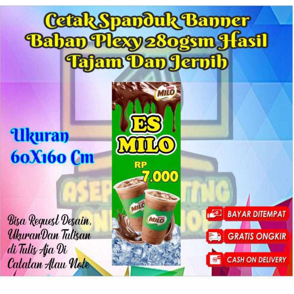SEPANDUK BANNER ES MILO CUSTOM DESAIN